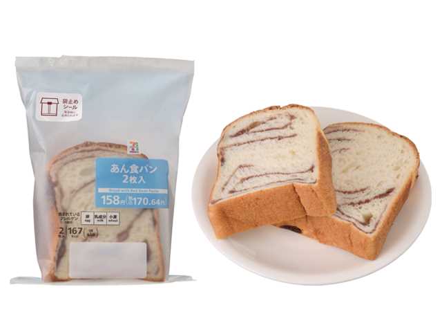 セブンイレブンの７プレミアム あん食パン ２枚入を比較する。税込価格：171円、カロリー：167kcal、1円あたりカロリー：0.98kcal/円、たんぱく質：4.5g、1円あたりたんぱく質：0.03g/円、脂質：3.7g、炭水化物：29.8g、糖質：27.8g、食物繊維：2g、食塩相当量：0.4g。朝食や間食にも食べやすいミニサイズのあん食パンです。こしあんと蜜漬けした小豆を巻き込み、焼き上げました。そのままでも、トーストしてもおいしく召し上がれます。アレルギー：卵、乳、小麦。