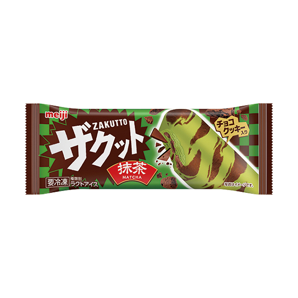 ファミリーマートの明治 ザクット 抹茶を比較する。税込価格：184円。チョコとザクザク食感のチョコクッキーを抹茶アイスにマーブル状に混ぜ込んだアイスバーです。「ザクット」かじって、抹茶とチョコの味わいと食感をお楽しみください。 ［ファミリーマート限定・数量限定］。