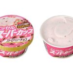 セブンイレブンの明治エッセル ストロベリーチョコを比較する。税込価格：194円。アレルギー：乳。