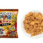 セブンイレブンのおやつＣ ベビースタードデカイラーメン豊臣兄弟！愛知手羽先味を比較する。税込価格：151円。アレルギー：乳、小麦。