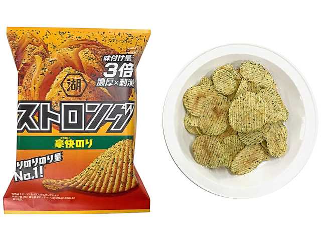セブンイレブンの湖池屋 ストロング豪快のりを比較する。税込価格：180円。アレルギー：乳、小麦。