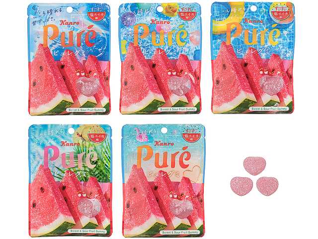 セブンイレブンのカンロ ピュレグミ すいすい塩スイカを比較する。税込価格：162円。