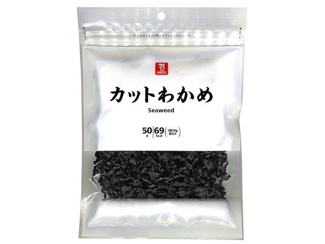 セブンイレブンの７ザ・プライス カットわかめを比較する。税込価格：214円、カロリー：69kcal、1円あたりカロリー：0.32kcal/円、たんぱく質：9g、1円あたりたんぱく質：0.04g/円、脂質：2g、炭水化物：20.9g、糖質：3.1g、食物繊維：17.8g、食塩相当量：12.1g。肉厚でもっちりとした食感。サラダやみそ汁など様々なメニューに活用頂けます。アレルギー：なし。