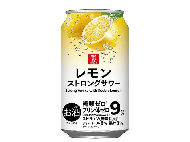 セブンイレブンの７ザ・プライス レモン ストロングサワー ３５０ｍｌを比較する。税込価格：102円。シチリア産レモン果汁を使い、レモンの爽やかな酸味と香り、ストロングサワーならではのアルコール感をお楽しみいただけます。