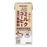 セブンイレブンのＭＯＲＩＹＡＭＡ Ａ２おいしいミルクコーヒーを比較する。税込価格：203円。アレルギー：乳。