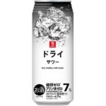 セブンイレブンの７ザ・プライス ドライサワー ５００ｍｌを比較する。税込価格：143円。アルコール度数7%のドライサワーです。