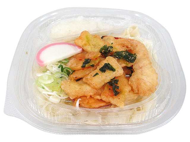 セブンイレブンの冷しおろしきしめん 海老天と野菜バラ天を比較する。税込価格：626円、カロリー：555kcal、1円あたりカロリー：0.89kcal/円、たんぱく質：12.6g、1円あたりたんぱく質：0.02g/円、脂質：12g、炭水化物：101.2g、糖質：97.2g、食物繊維：4g、食塩相当量：4.8g。海老天と野菜バラ天を乗せた名古屋めしとして親しまれている冷たいきしめんです｡。アレルギー：卵、乳、小麦、えび。