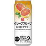 セブンイレブンの７ザプライス グレープフルーツストロングサワー５００ｍｌを比較する。税込価格：143円。しっかりとしたアルコール感と、2種類のグレープフルーツ果汁を使った華やかな香り・酸味が感じられる味わいに仕上げました。