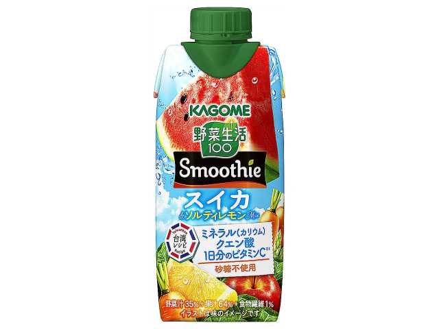 セブンイレブンのカゴメ 野菜生活スムージースイカ＆ソルティレモン ３３０ｍｌを比較する。税込価格：208円。