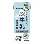 セブンイレブンのＭＯＲＩＹＡＭＡ Ａ２北海道のおいしい牛乳を比較する。税込価格：203円。アレルギー：乳。