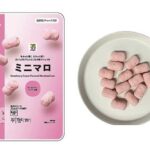 セブンイレブンのセブンプレミアム ミニマロ ストロベリークリーム味を比較する。税込価格：192円、カロリー：154kcal、たんぱく質：0.9g、脂質：6.9g、炭水化物：22.1g、糖質：21.9g、食物繊維：0.2g、食塩相当量：0g。もふっと軽く、ふわっと甘い、小粒のマシュマロ。アレルギー：乳。