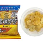 セブンイレブンの湖池屋 ストロング辛レモンを比較する。税込価格：180円。アレルギー：乳、小麦。