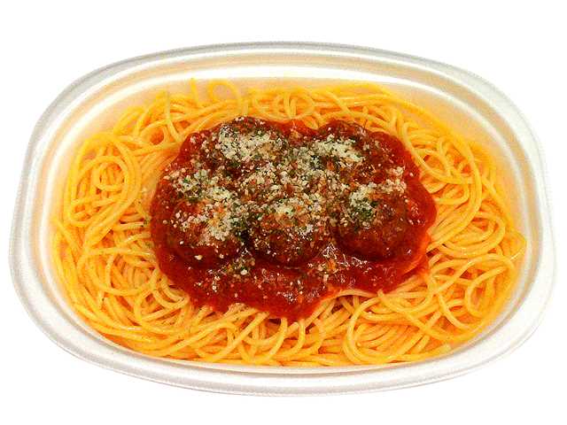 セブンイレブン 大盛 ミートボールのせトマトソースパスタ