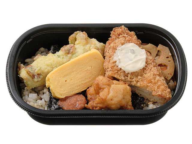 セブンイレブン ５種おかずのミニ明太海苔弁当（もち麦）