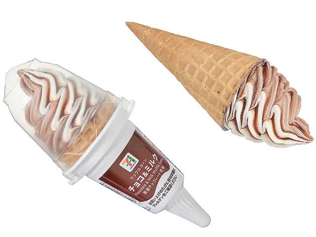 セブンイレブン ７プレミアム ワッフルコーン チョコ＆ミルク