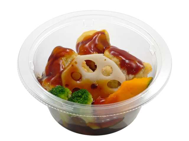 セブンイレブン 彩り野菜とたらの黒酢あん 道産真たら使用